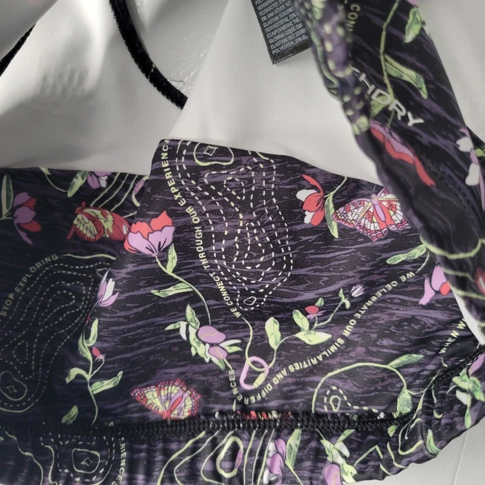 North Face Girls Never‎ Stop Bralette XL 14/16 Black Floral Athletic Performance